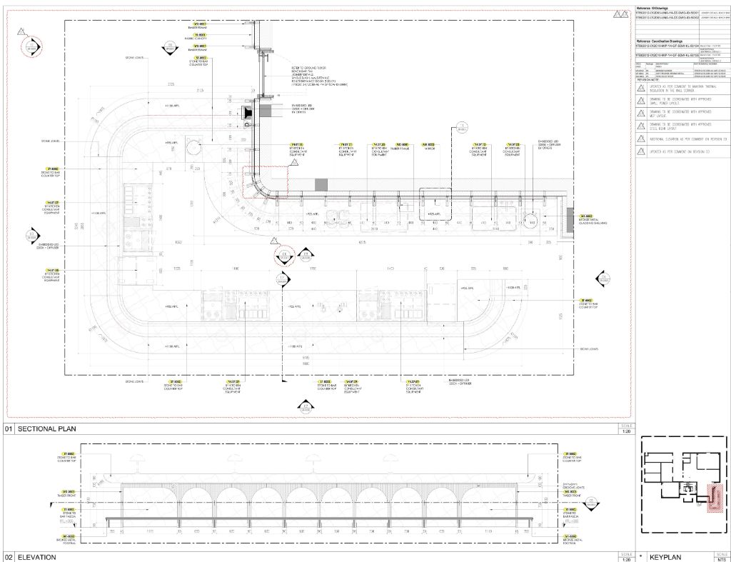 Open Kitchen — Sectional Plan & Elevations
