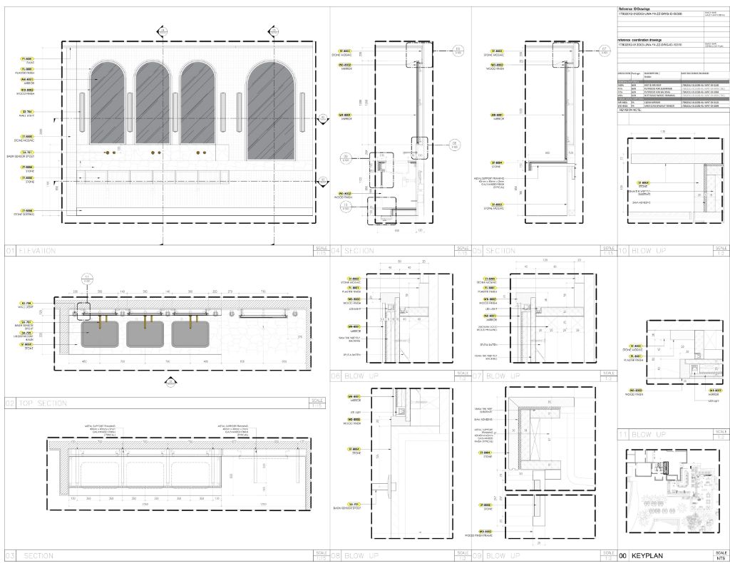 Arched Feature Wall Facade — Elevation, Sections & Blow-Up Details