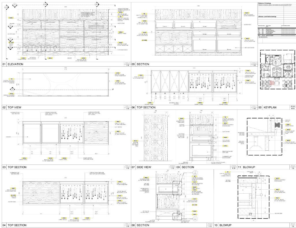 Reception Counter — Elevations, Sections & Blow-Up Details