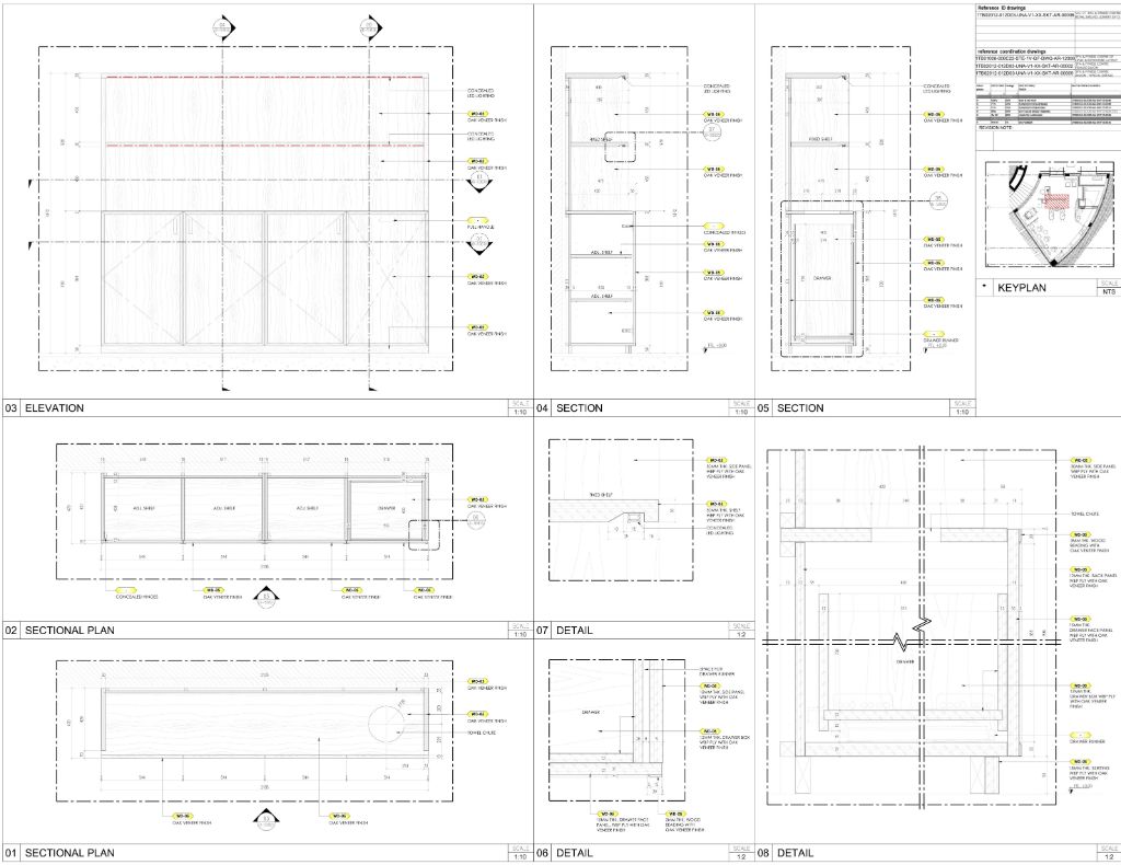 Reception Counter — Sectional Plans, Elevation & Details