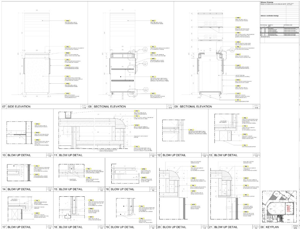 Arched Cabinet & Joinery Detail — Side Elevation, Sections & Blow-Up Details