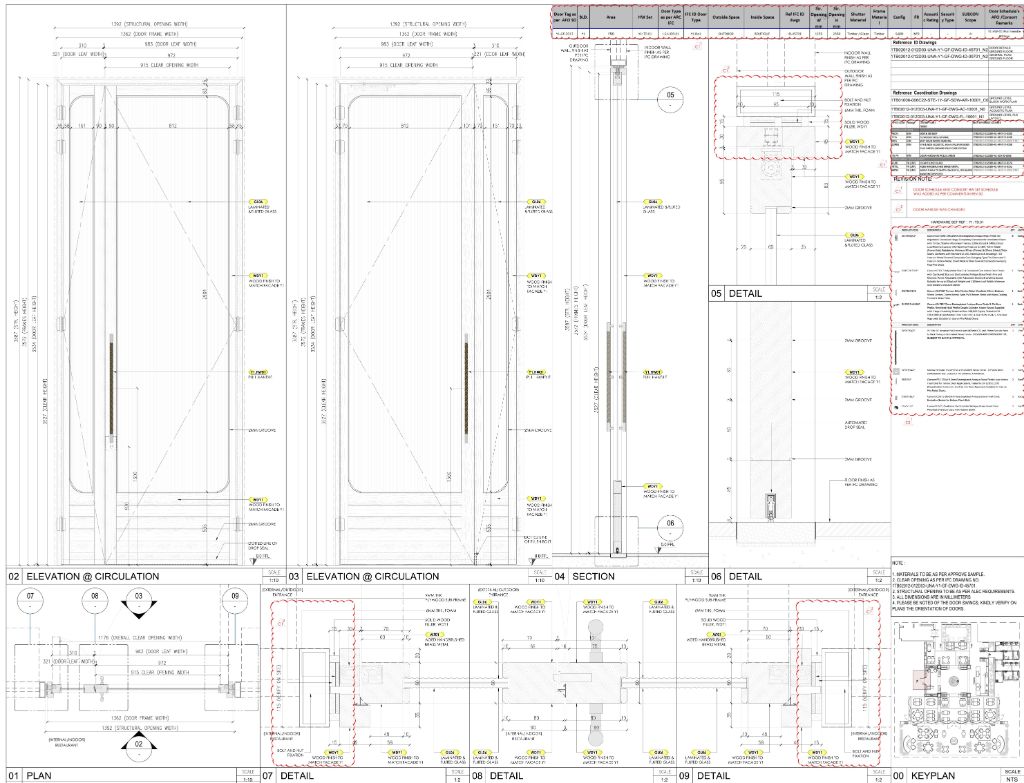 Single-Leaf Glazed Hinged Door — Elevation, Plan, Section & Details